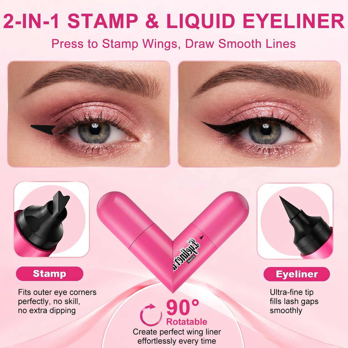 Winged Eyeliner Stamp Pen, Dual-Ended Rotating Eyeliner Stamp Wingliner Jutqut