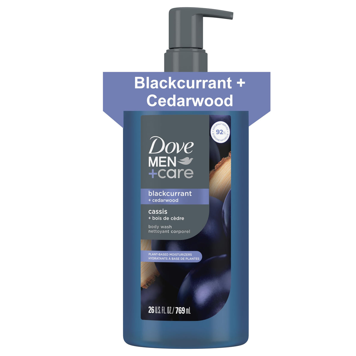 Dove Men Moisturizing Body Wash, Blackcurrant + Cedarwood, 26 oz DOVE MEN + CARE