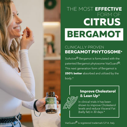 SoActive Bergamot: 2.5X More Effective, Italian Citrus Bergamot Phytosome - Clinically Validated | Enhanced with Grape Seed Extract Triquetra Health