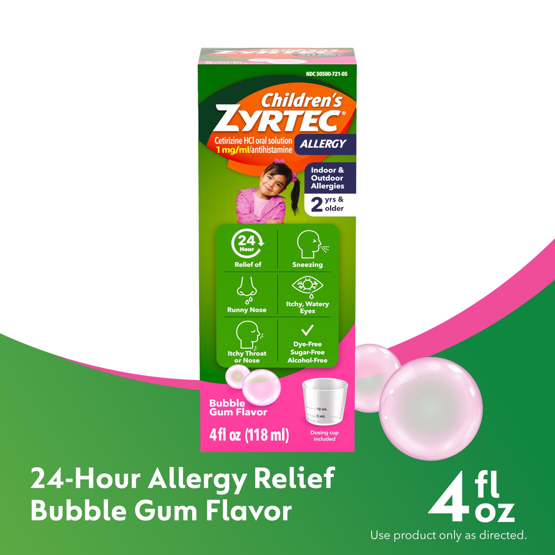 Zyrtec Children's Liquid, Kid's Antihistamine Syrup, Dye-, Sugar-, and Alcohol-Free, Pleasant Bubble Gum Flavor, Contains Cetirizine HCl Suitable for Ages 2 Years and Up, 4 fl oz Bottle Zyrtec buy australia supplements