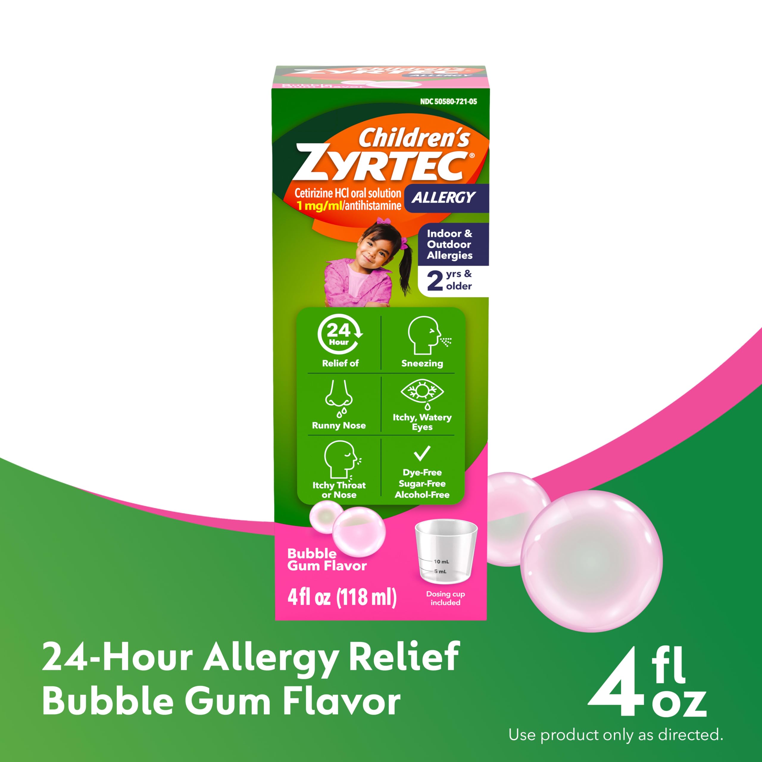 Zyrtec Children's Liquid, Kid's Antihistamine Syrup, Dye-, Sugar-, and Alcohol-Free, Pleasant Bubble Gum Flavor, Contains Cetirizine HCl Suitable for Ages 2 Years and Up, 4 fl oz Bottle Zyrtec buy australia supplements