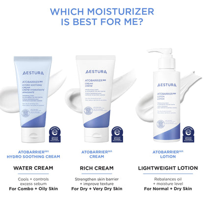 AESTURA ATOBARRIER365 Cream with Ceramides, Korean Face Moisturizer for Barrier Repair | 120H lasting Hydration, Ceramide Capsules, Dry & Sensitive Skin, Non-comedogenic, 80 mL / 2.70 fl.oz. AESTURA