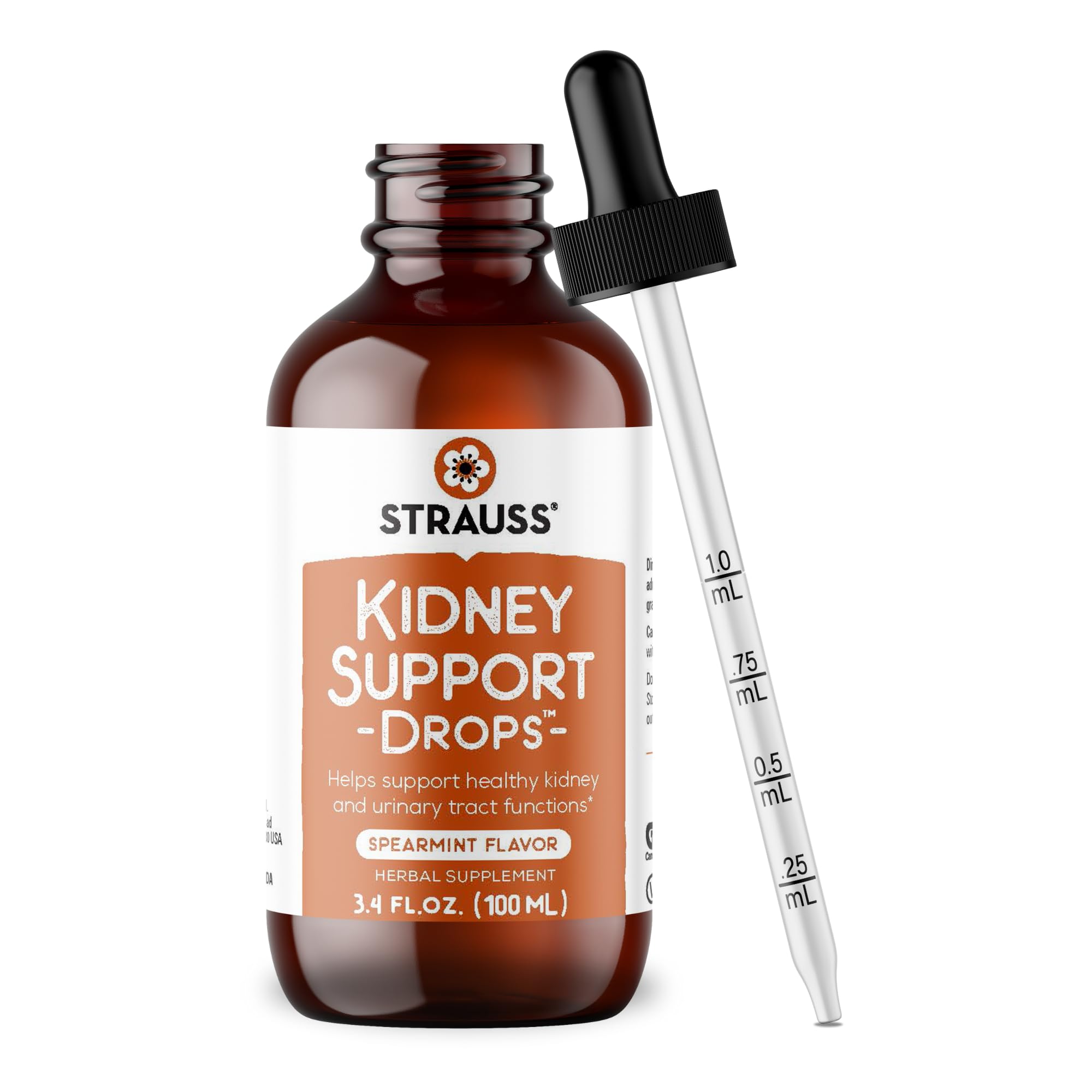 Strauss Naturals Kidney Support Drops – Herbal Kidney Support Supplement for Men and Women – Helps with Kidney Health and Urinary Tract Function – Vegan & Non-GMO – Spearmint Flavored – 100 ml Bottle Strauss Heartdrops buy australia supplements