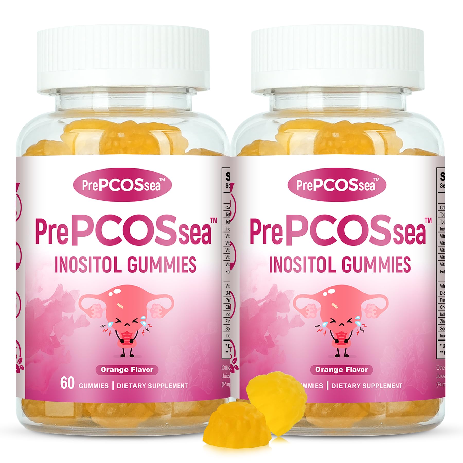 Feelherbs PrePCOSsea Inositol Gummies Vitamins, 2 Pack Orange Flavor Myo-Inositol Vitamin Gummies with Folate, B6, B12 & D-Biotin, 60 Count Soft Chews Feelherbs buy australia supplements