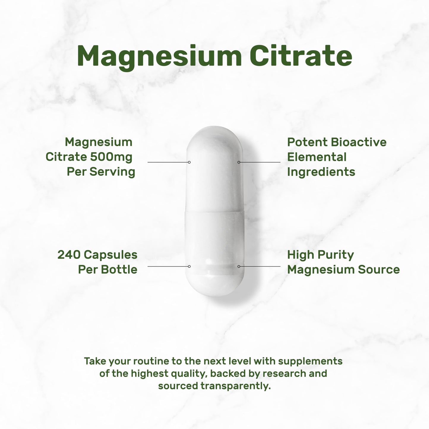 DEAL SUPPLEMENT Magnesium Citrate 500mg, 240 Capsules | Easily Absorbed, Purified Trace Mineral – One a Day, Non-GMO DEAL SUPPLEMENT