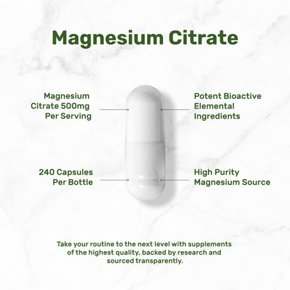 DEAL SUPPLEMENT Magnesium Citrate 500mg, 240 Capsules | Easily Absorbed, Purified Trace Mineral – One a Day, Non-GMO DEAL SUPPLEMENT