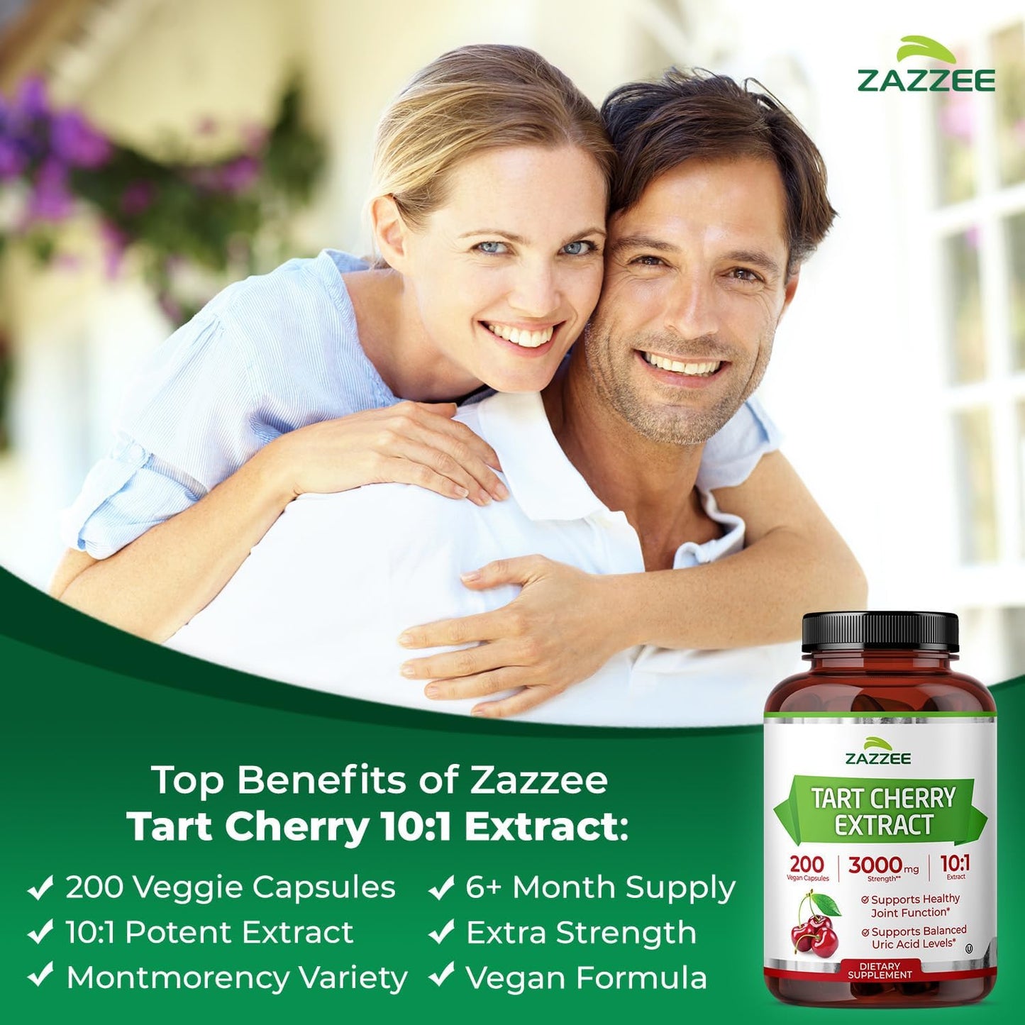 Zazzee Tart Cherry 10:1 Extract, 200 Vegan Capsules, 6+ Month Supply | Montmorency Cherry, Certified Kosher, Joint & Uric Acid Support, Antioxidant Support Formula, Non-GMO, Made in the USA Gsupps Australia