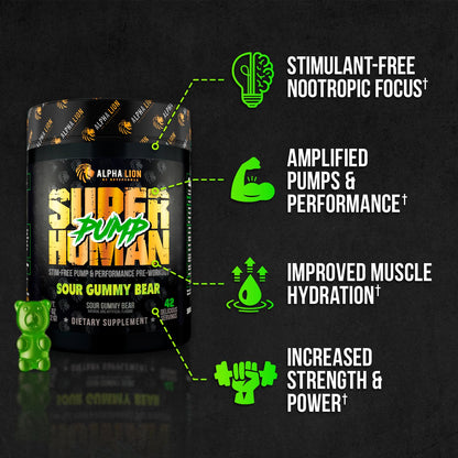 ALPHA LION Superhuman Pump Pre Workout Powder, Nootropic Caffeine & Stim Free Preworkout Supplement, Nitric Oxide Booster, Muscle Gainer, Energy & Focus (42 Servings, Mango Veiniac Flavor)