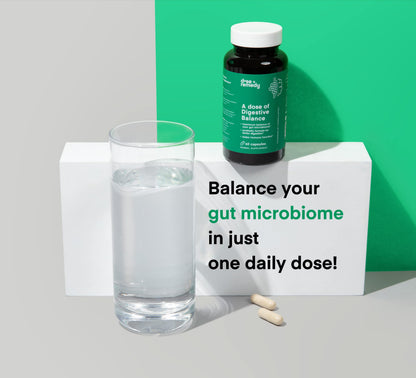 A dose of Digestive Balance-Gut Health Supplement-USDA-Kombucha, 7 Probiotic Strains and Prebiotics for Microbiome-Digestive Enzymes for Digestion dose + remedy