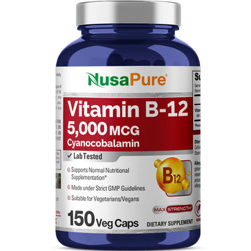 NusaPure Vitamin B12-5000 MCG 150 Veggie Capsules (Non-GMO, Vegan) - Max Strength Vitamin B12 NusaPure buy australia supplements