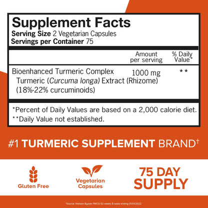 Qunol Turmeric Curcumin Supplement, 1000mg with Ultra High Absorption, for Joint Support, Extra Strength Capsules, 150 Count Qunol