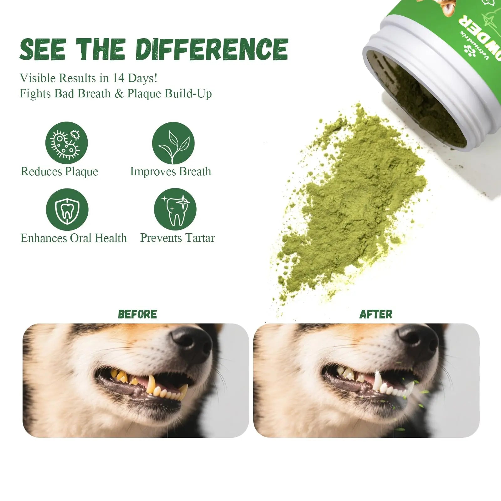 Vetriuntrix Dog Dental Powder, Dental Powder for Dogs Teeth Cleaning and Breath Fresh, Dog Teeth Cleaning Powder with Natural Plants Ingredients and Postbiotics, 200g Vetriuntrix buy australia supplements