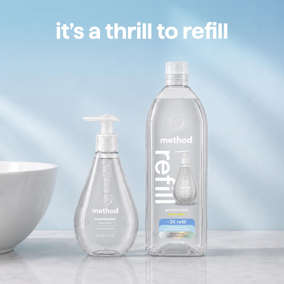 method Gel Hand Wash Refill, Sweet Water, 34 fl oz Method