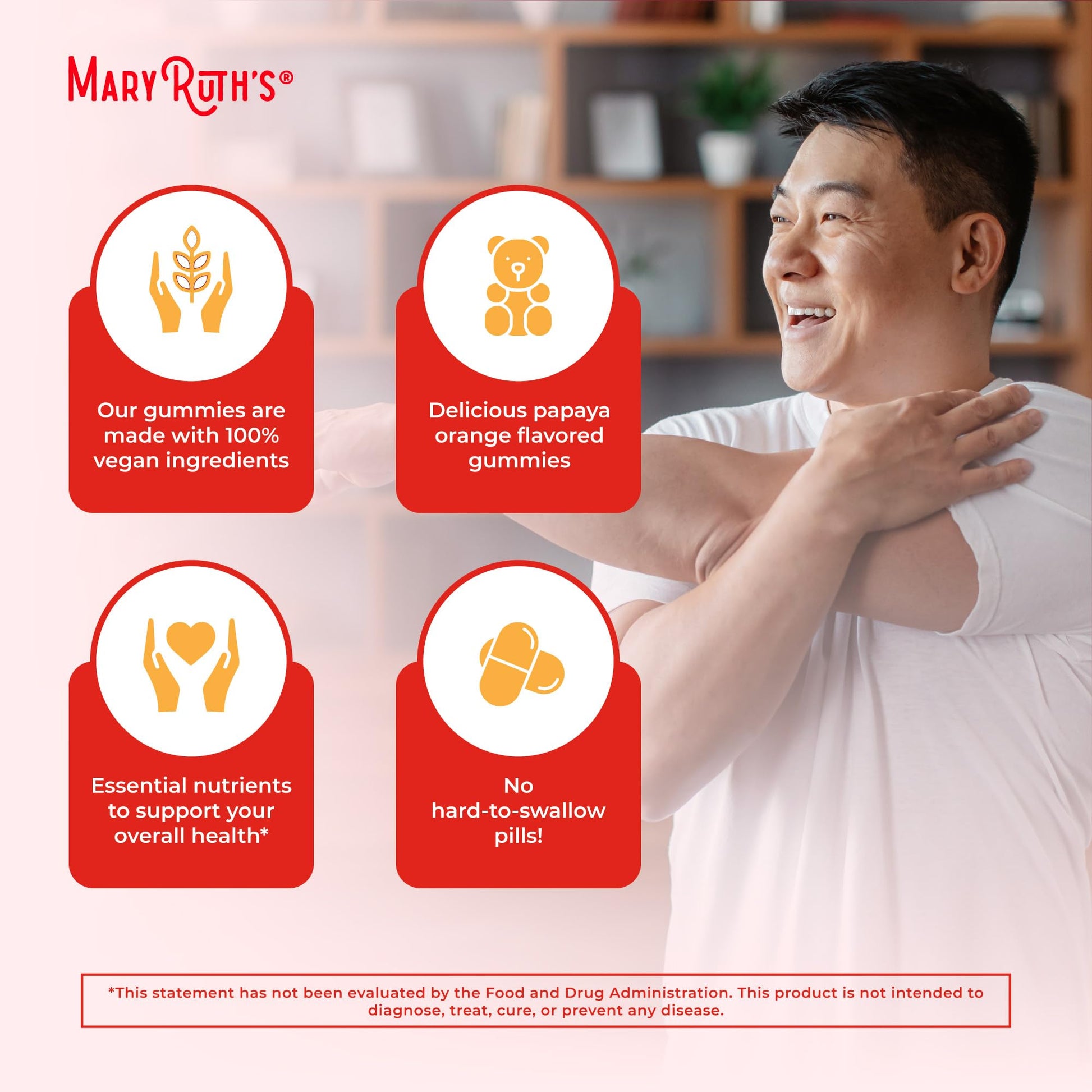 MaryRuth's Multivitamin Gummies for Men | Vitamin A, C, D, E, B6, B12, Biotin, Zinc | Energy Metabolism | Immunity | Bone Health | Cellular Health | Vegan | Non-GMO | Gluten & Sugar Free | 60 Count MARYRUTH'S buy australia supplements