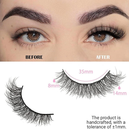 FARRED Natural Lashes Short Eyelashes Wispy False Mink Lash Pack 14 Pair Natural Look Fluffy Cat Eye Strip Eyelash Small Fake Lashes Full Pestañas Sets for MUA and Beginners Daily Makeup (F1 | 8-14mm) FARRED