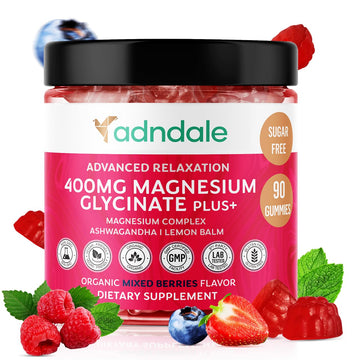 Adndale 90 CT Magnesium Glycinate 400 mg Gummies with Ashwagandha, Magnesium Malate & Taurate, Sugar Free Magnesium Gummies for Adults & Kids. Adndale buy australia supplements