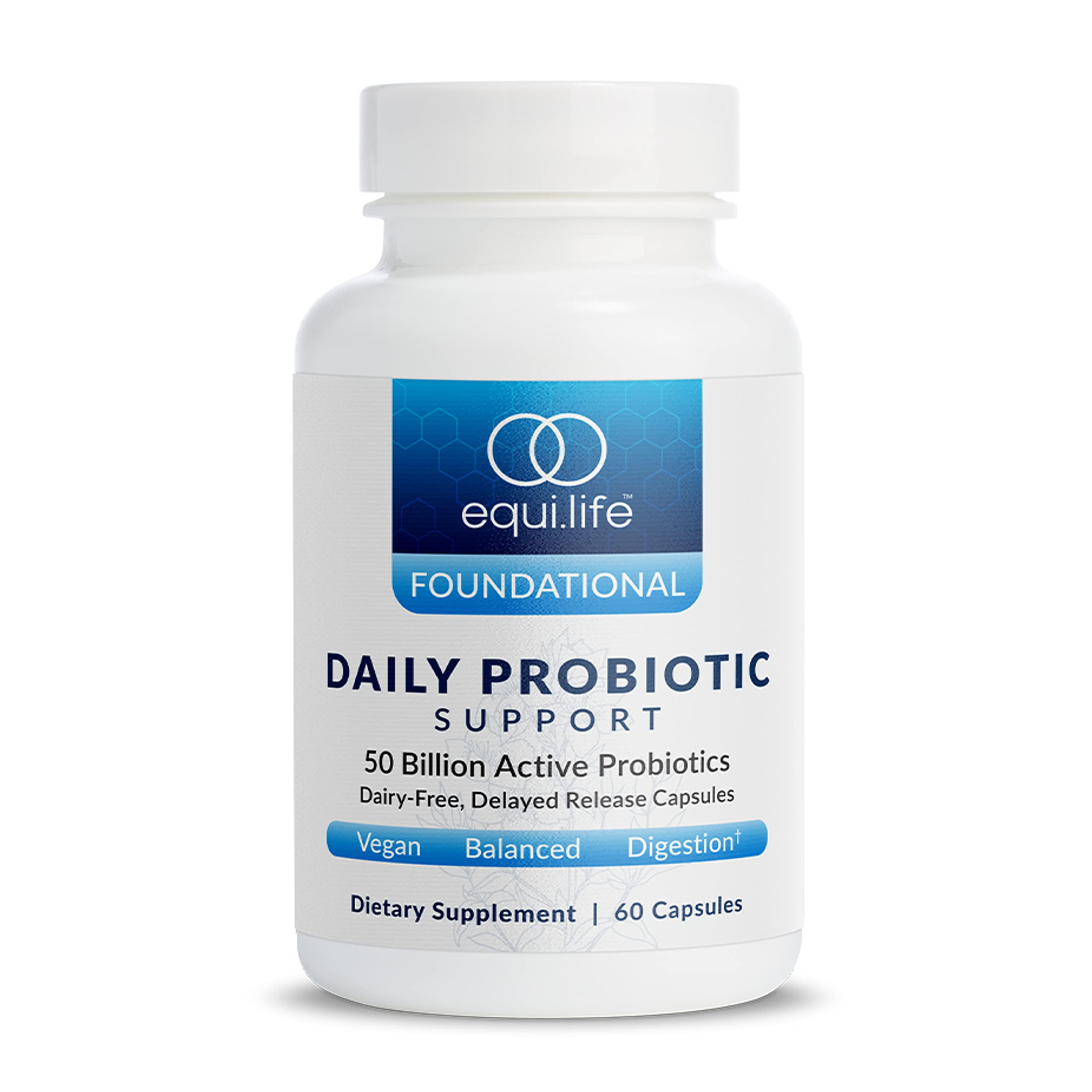 Equilife Daily Probiotic Support, 50 Billion CFU, 8 Probiotic Strains, Digestive and Gut Health Supplement for Men and Women, Gluten Free, Soy and Dairy Free, Non GMO, American Made, 60 Capsules Equilife buy australia supplements