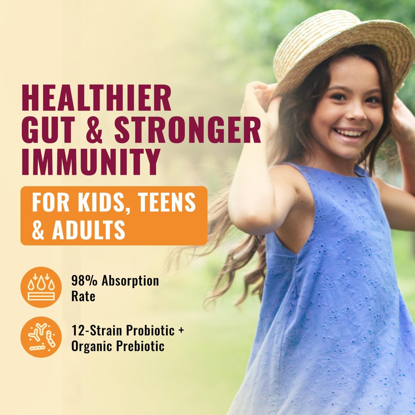 Total Nutra USDA Organic Liquid Probiotic for Kids, Women & Men, Toddler Probiotic Drops with Alfalfa Prebiotic Blend + Acidophilus for Gut Health, Vegan Total Nutra