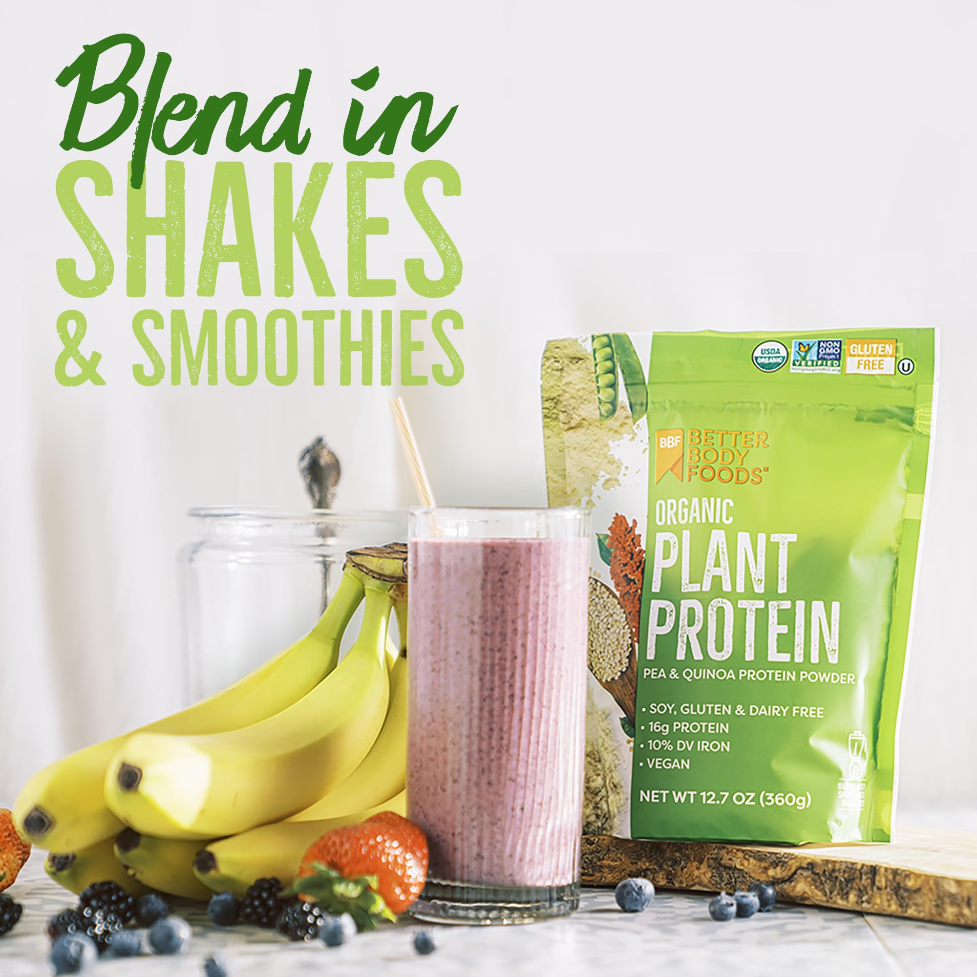 BetterBody Foods Organic Plant Based Protein Powder, 16g of Protein 24% DV, Vegan, Low Net Carbs, Gluten Free, Dairy Free, No Sugar Added, Soy Free, Non-GMO, 12.7 Ounces BetterBody Foods buy australia supplements
