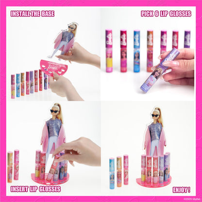 Barbie Lip Gloss Set with Display Stand, Plant-Based, Ages 3+ Townley Girl