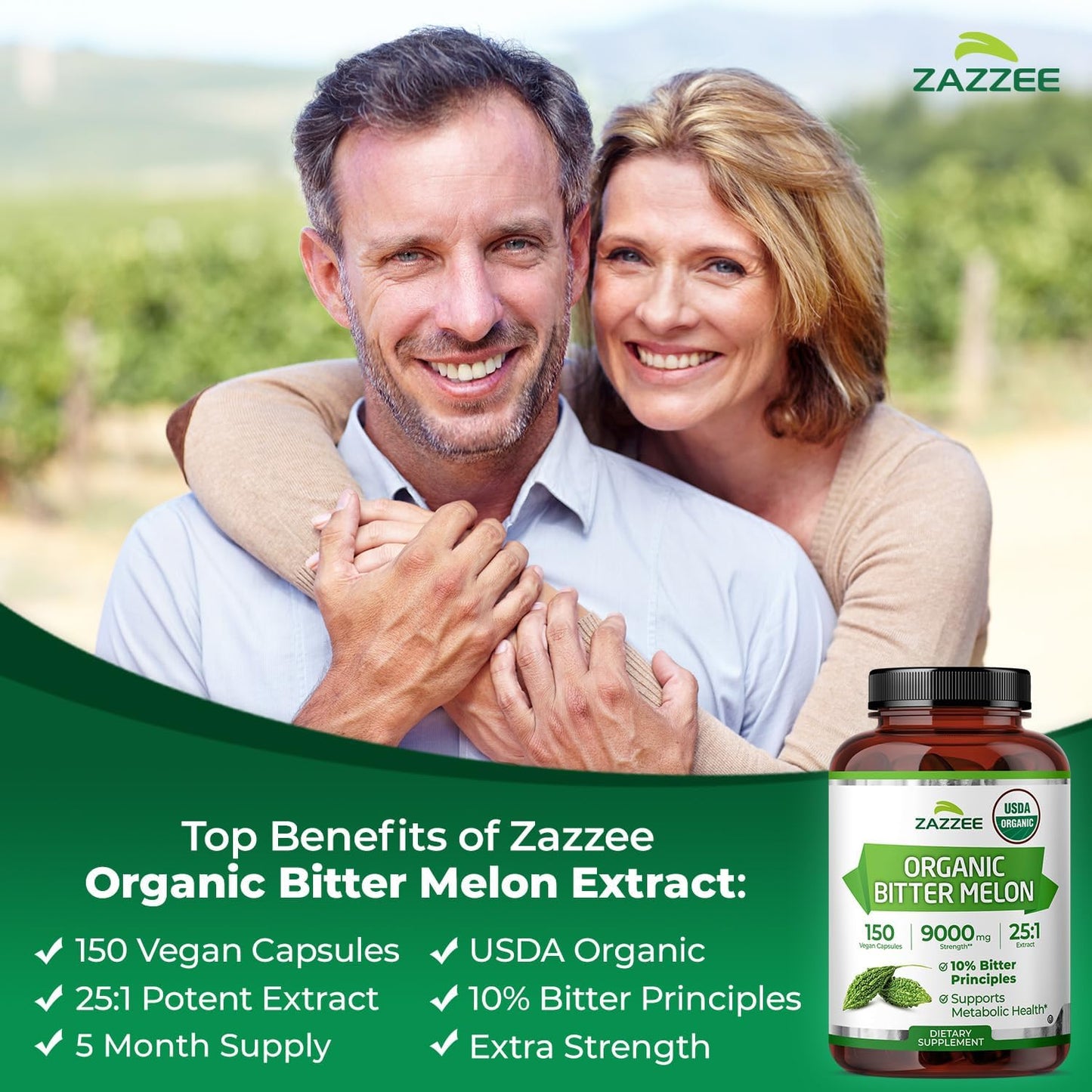 Zazzee USDA Organic Bitter Melon 25:1 Extract, 10% Bitter Principles, Vegan | 150 Capsules, 5 Month Supply, Extra Strength, Momordica Charantia, Antioxidant & Metabolic Support, Non-GMO, Made in the USA Gsupps Australia