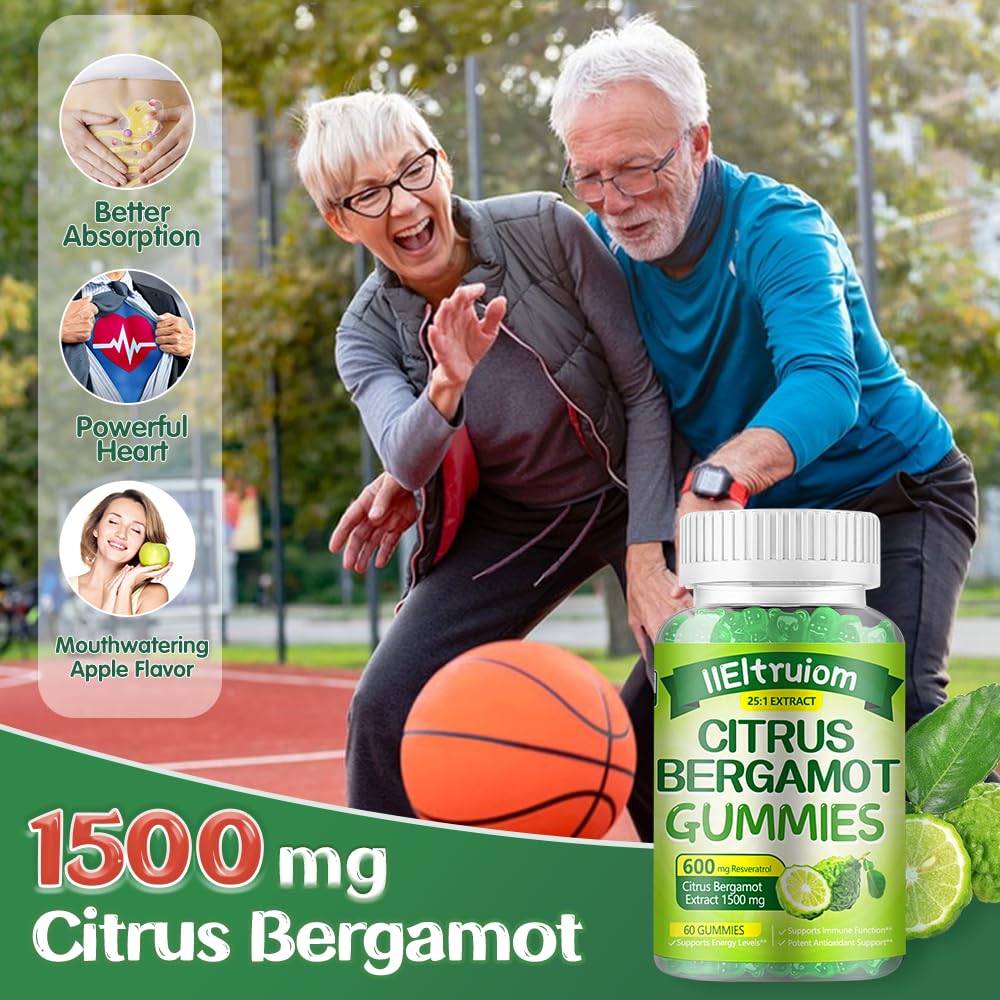 IIEltruiom Citrus Bergamot 1500mg, Citrus Bergamot Gummies for Healthy Cholesterol, Bergamot Supplements 25:1 Extract from Italy Bergamot, IIEltruiom