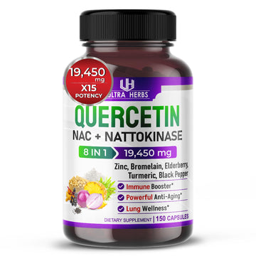 Quercetin 19,450mg 8 IN 1 with NAC, Nattokinase, Zinc, Bromelain, Elderberry, Turmeric ULTRA HERBS buy australia supplements