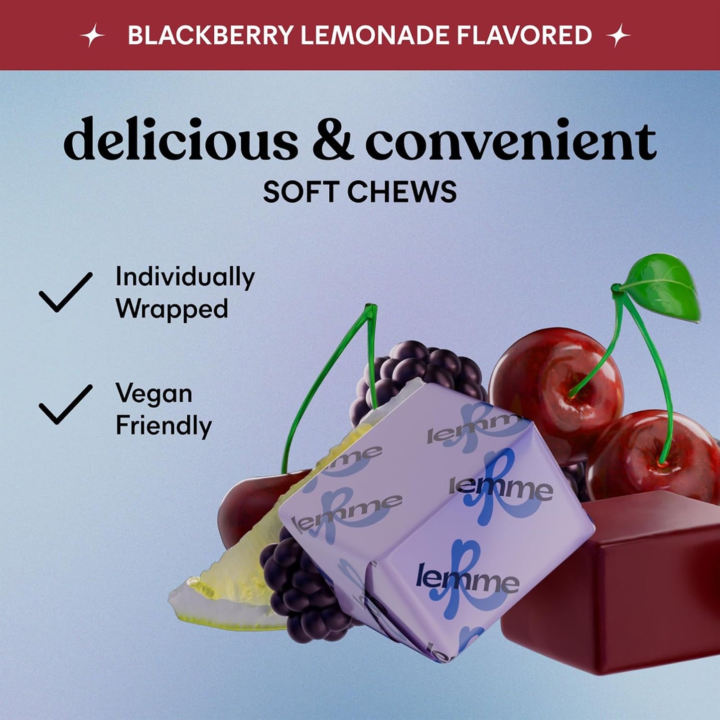 Lemme Relax Soft Chews with Magnesium Glycinate & Citrate, KSM-66 Ashwagandha + L-Theanine to Support Stress Relief, Cortisol Levels, Mood & Healthy Sleep Cycles, BlackBerry Lemonade (30 Chews)