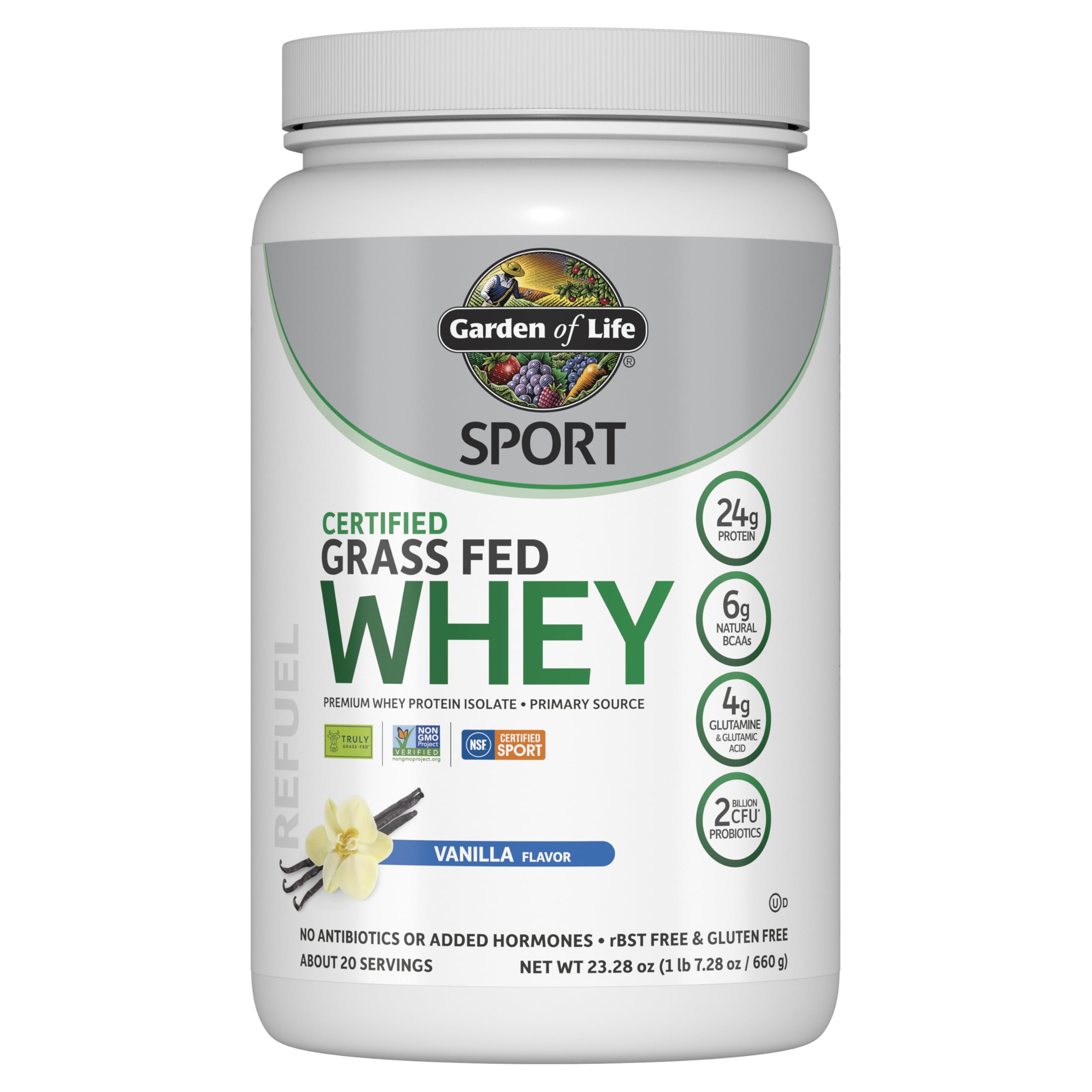 Garden of Life Sport Grass Fed Whey Protein Powder – 24g Whey Protein Isolate for Women & Men with Probiotics & Glutamine, Non-GMO, Gluten-Free, Cold-Processed, Vanilla Flavor, 20 Servings Garden of Life buy australia supplements