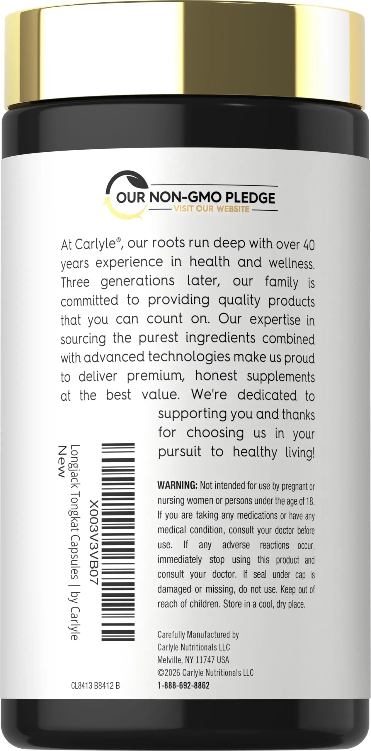Carlyle Tongkat Ali | 180 Quick Release Capsules | Non-GMO and Gluten Free Supplement Carlyle