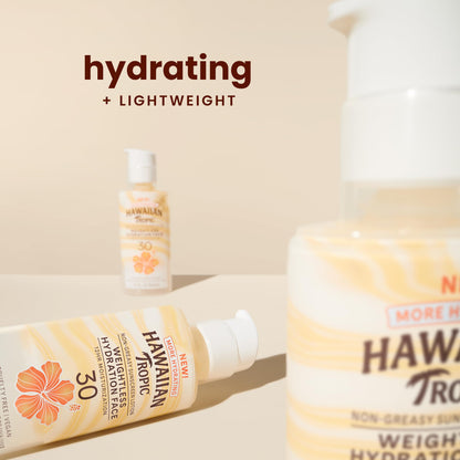 Hawaiian Tropic Weightless Hydration Lotion Sunscreen for Face SPF 30, 1.7oz | Travel Size Hawaiian Tropic