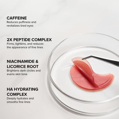 DRMTLGY Brightening Eye Masks – Biodegradable Hydrogel Under Eye Patches with Caffeine, Peptides, Hyaluronic Acid & Niacinamide DRMTLGY