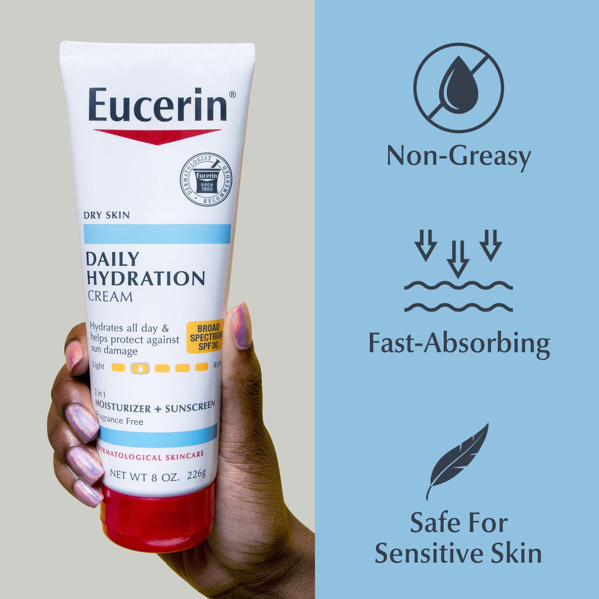 Eucerin Daily Hydration Cream, Broad Spectrum SPF 30, 8 OZ Eucerin