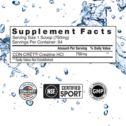 CON-CRET Creatine HCl Powder | Muscle, Cognitive, Cellular Energy Support | No Bloating or Cramps CON-CRET