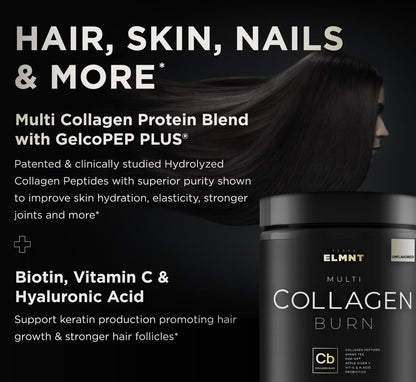 Super Collagen Powder for Women Weight Loss + Beauty w. Probiotics, Hyaluronic Acid, ACV, KSM-66, Biotin - Premium Multi Collagen Peptides Protein Supplement TERRA ELMNT