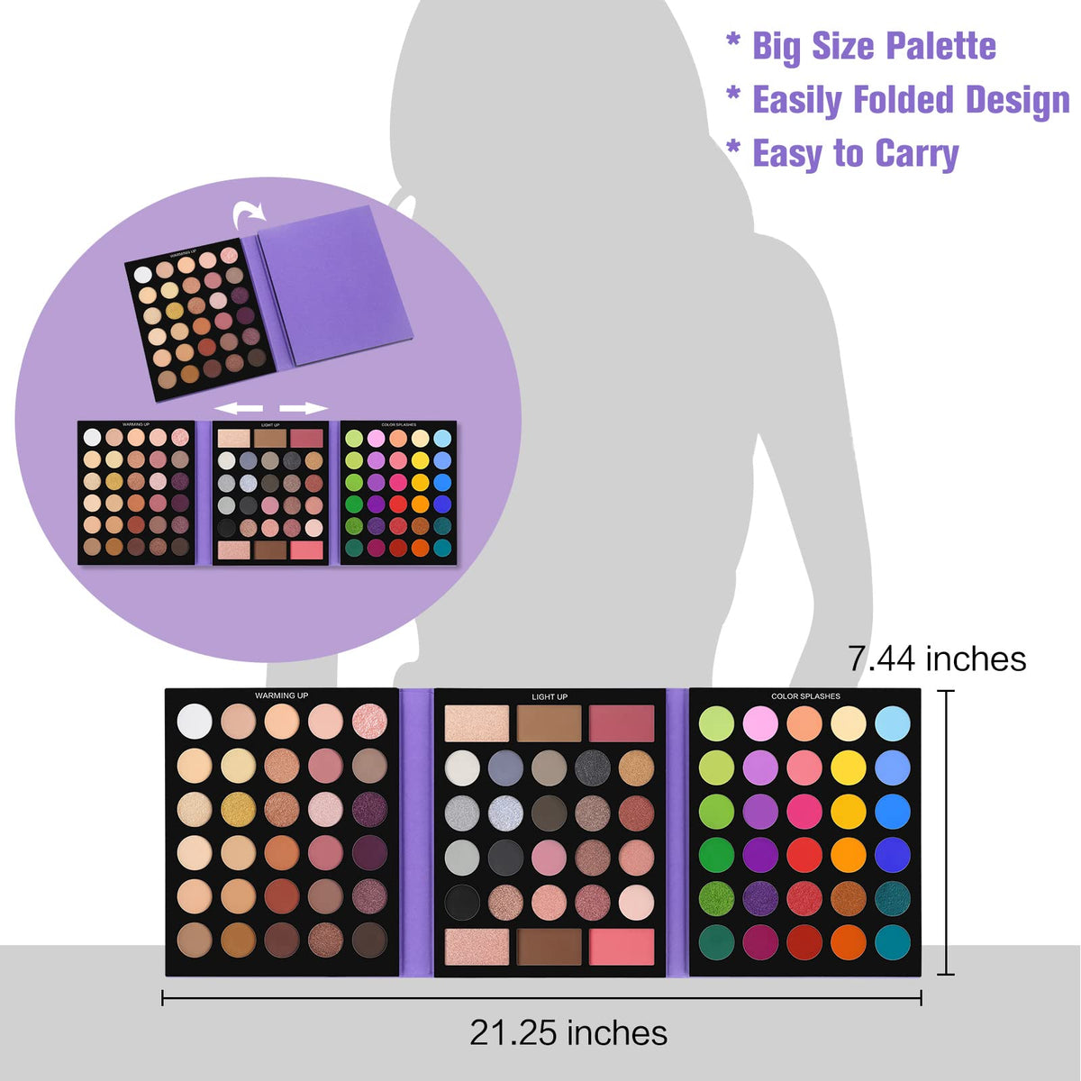 UCANBE Eyeshadow Palette with 15Pcs Brushes Makeup Set, Pigmented 86 Colors Make Up Sets Valentine's Day Gift, Matte Shimmer Glitter Eye Shadow Pallet Highlighter Contour Blush Powder Brush Beauty Kit UCANBE