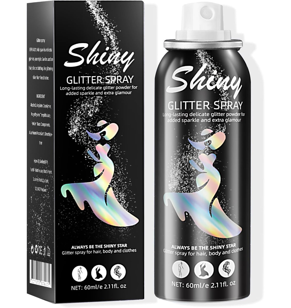 Ragkun Glitter Spray, Hair and Body Glitter Spray, Rave Makeup Ragkun