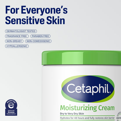 Cetaphil Moisturizing Cream, Dry Sensitive Skin, Fragrance Free, 16oz 2Pk Cetaphil