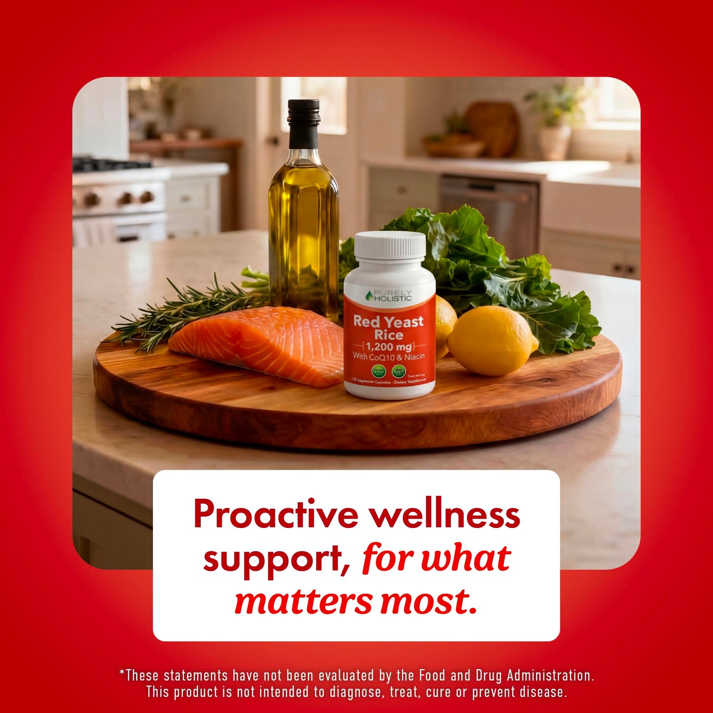 Red Yeast Rice with CoQ10 Supplement | Healthy Cholesterol Levels & Heart Health Support | Extra Strength Red Yeast Rice 1200 MG (600 MG Per Capsule) with Monakolin K Purely Holistic