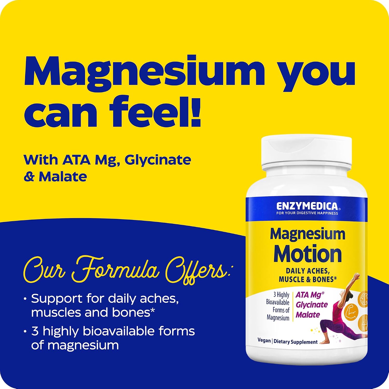 Enzymedica Magnesium Motion Supplement for Women & Men - 60 Caps Gsupps Australia