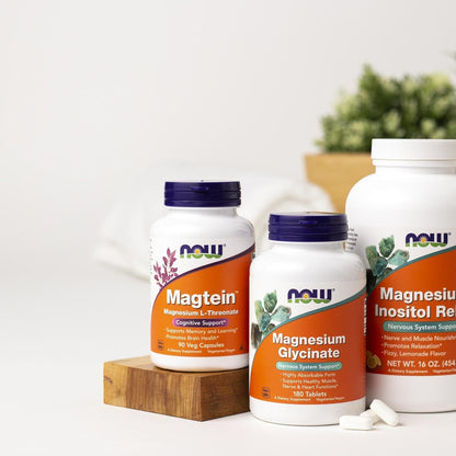 NOW Foods Supplements, Magtein™ with patented form of Magnesium (Mg), Cognitive Support*, 90 Veg Capsules Gsupps Australia