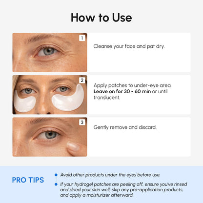 MAREE Invisible Under Eye Patches for Puffy Eyes and Dark Circles with Peptide Collagen, Caffeine & Retinol - Eye Masks for Women & Men for Undereye Bags & Puffiness Reducing - Parches para Ojeras MAREE