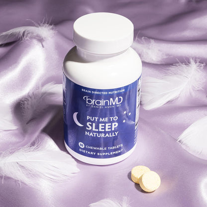 BRAINMD Dr Amen Put Me To Sleep Naturally - 90 Chewable Tablets, Pack of 2 - With Melatonin, L-Theanine, Magnesium, GABA, Vitamin B6 & 5-HTP - Gluten Free - 90 Total Servings