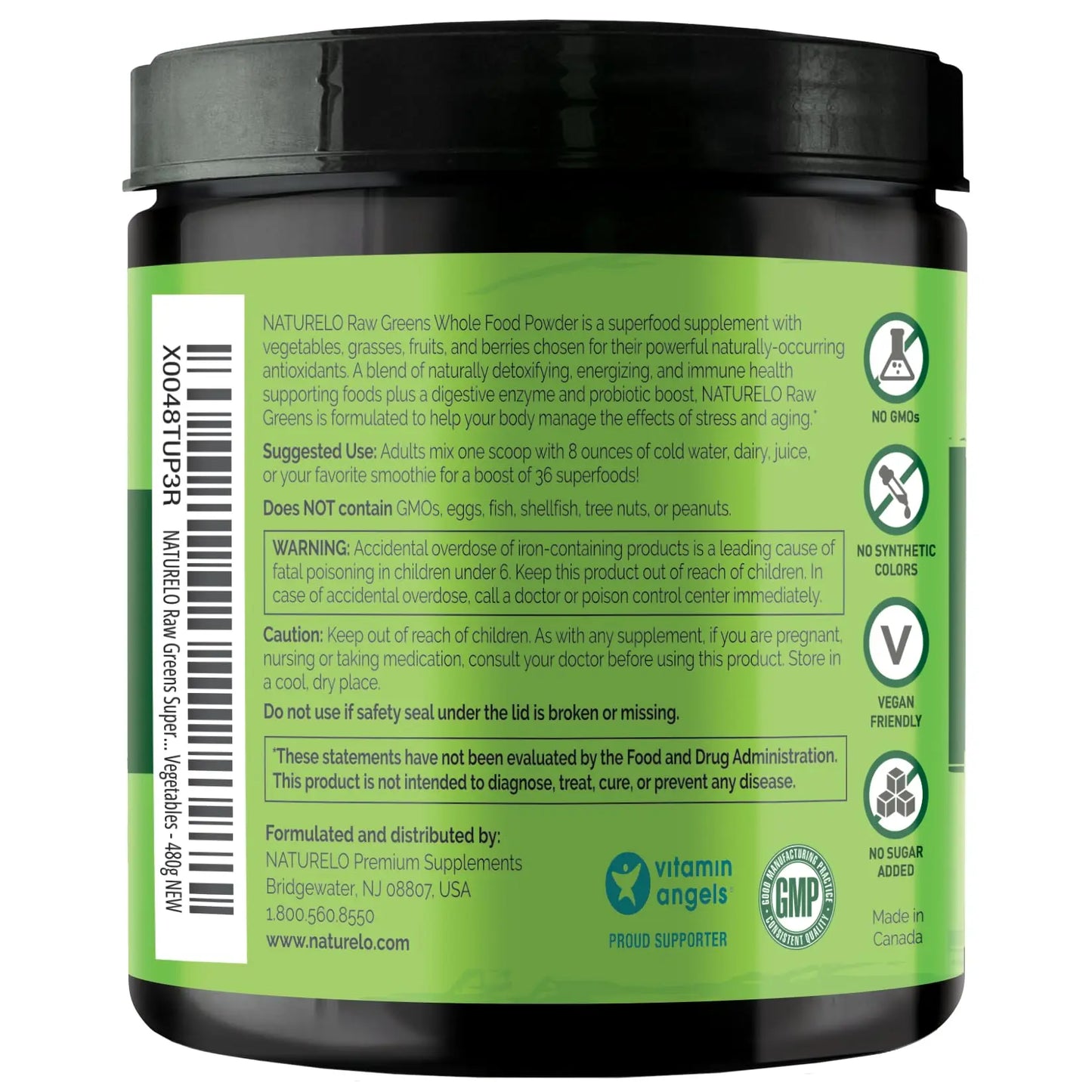NATURELO Raw Greens Superfood Powder 480 Grams, Mixed Berry - Supports Energy, Immunity and Detox - Includes Spirulina, Wheat Grass and Organic NATURELO
