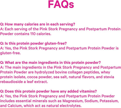 Pink Stork Pregnancy & Postpartum Protein Powder, 20g, Chocolate, 15 Scoops | Protein Powder for Women, 20g Whey & Collagen, Prenatal & Breastfeeding Nutrition, Energy, Recovery & Hydration Support