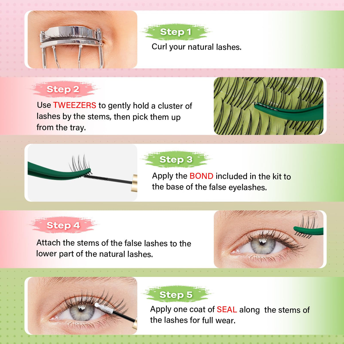 KEYYOU Natural Lash Clusters,Aurora Wispy Lashes,Seamless Mascara Look KEYYOU