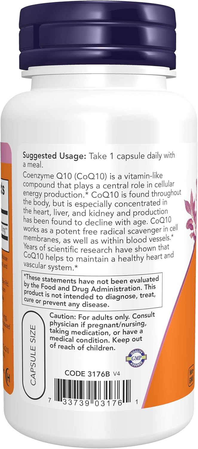 NOW Foods Supplements, CoQ10 (Coenzyme Q10) 200 mg, Cardiovascular Health*, 60 Veg Capsules Gsupps Australia