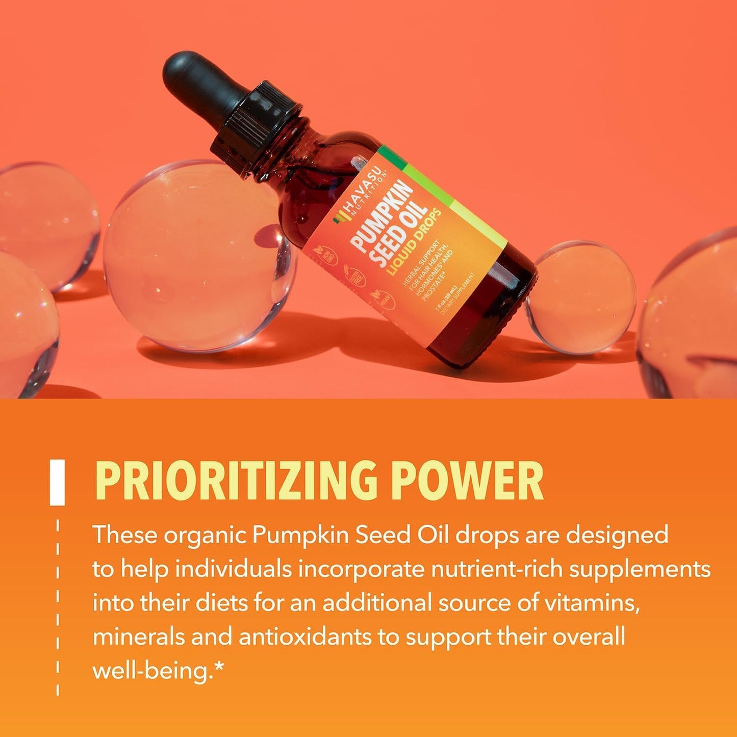 Organic Pumpkin Seed Oil Cold-Pressed, USDA Certified, Unflavored, 1 Fl Oz | Vegan, Non-GMO Pumpkin Seed Liquid Drops for Men and Women, Hair Health, Hormone Balance, and Prostate Health, 2-Month Supply Gsupps Australia