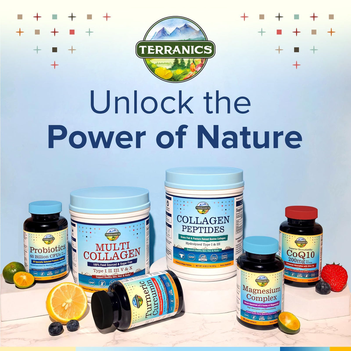 Terranics Multi Collagen Peptides Powder, Type I II III V X Hydrolyzed Collagen for Women+Men, Collagen Supplements, Fast Dissolve Terranics