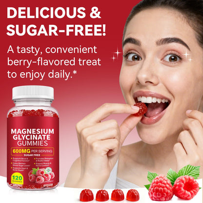 120 Count Magnesium Glycinate Gummies 600mg for Adults, Supports Relaxation, Magnesium Glycinate Chewable, Mariayu